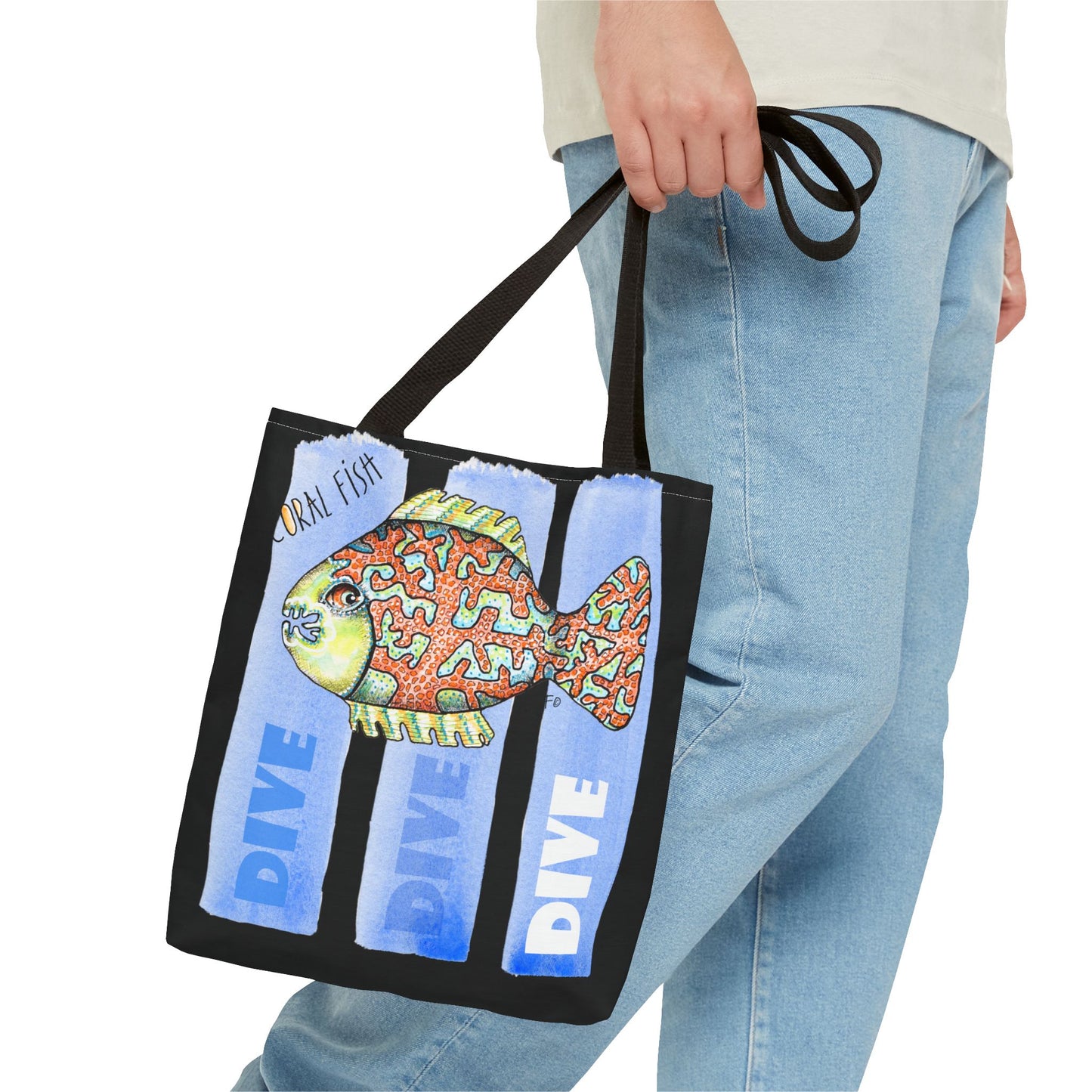 Scuba Dive Fish Tote Bag by artist Marie Frederique