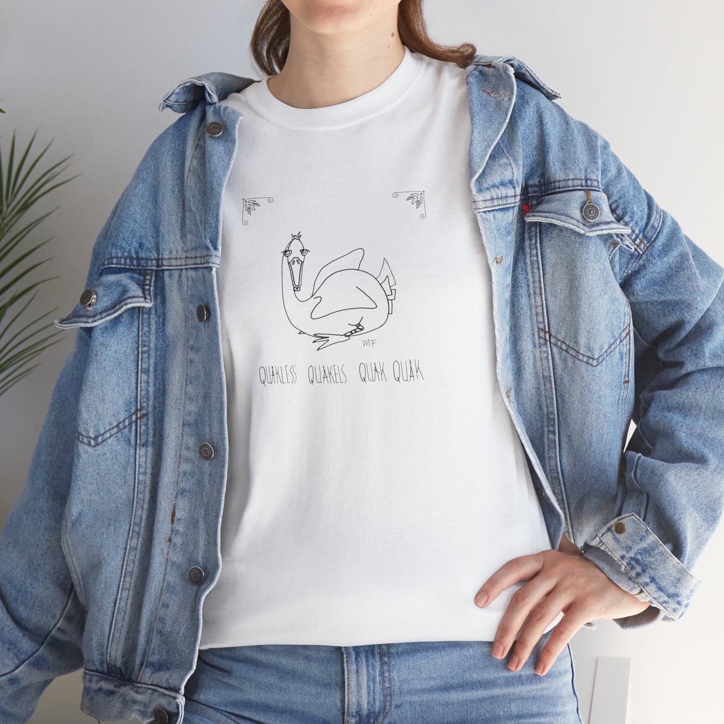 Duck lovers "Quakless Quakels Quak Quak" - Unisex Heavy Cotton Tee (Sizes S to 5XL) by artist Marie Frederique