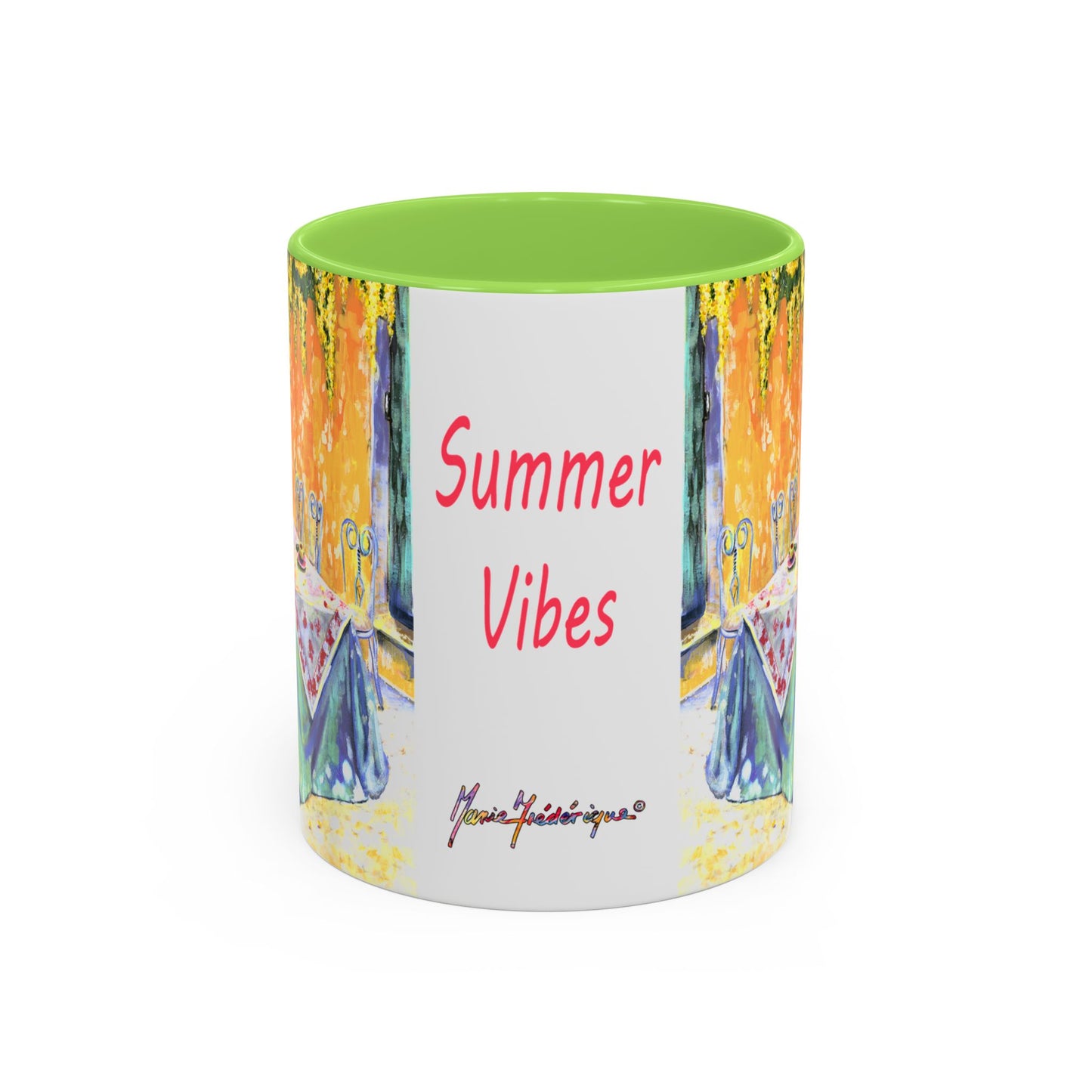 Summer Vibes, Summer pation lunch table - Colorful Mug by artist Marie Frederique