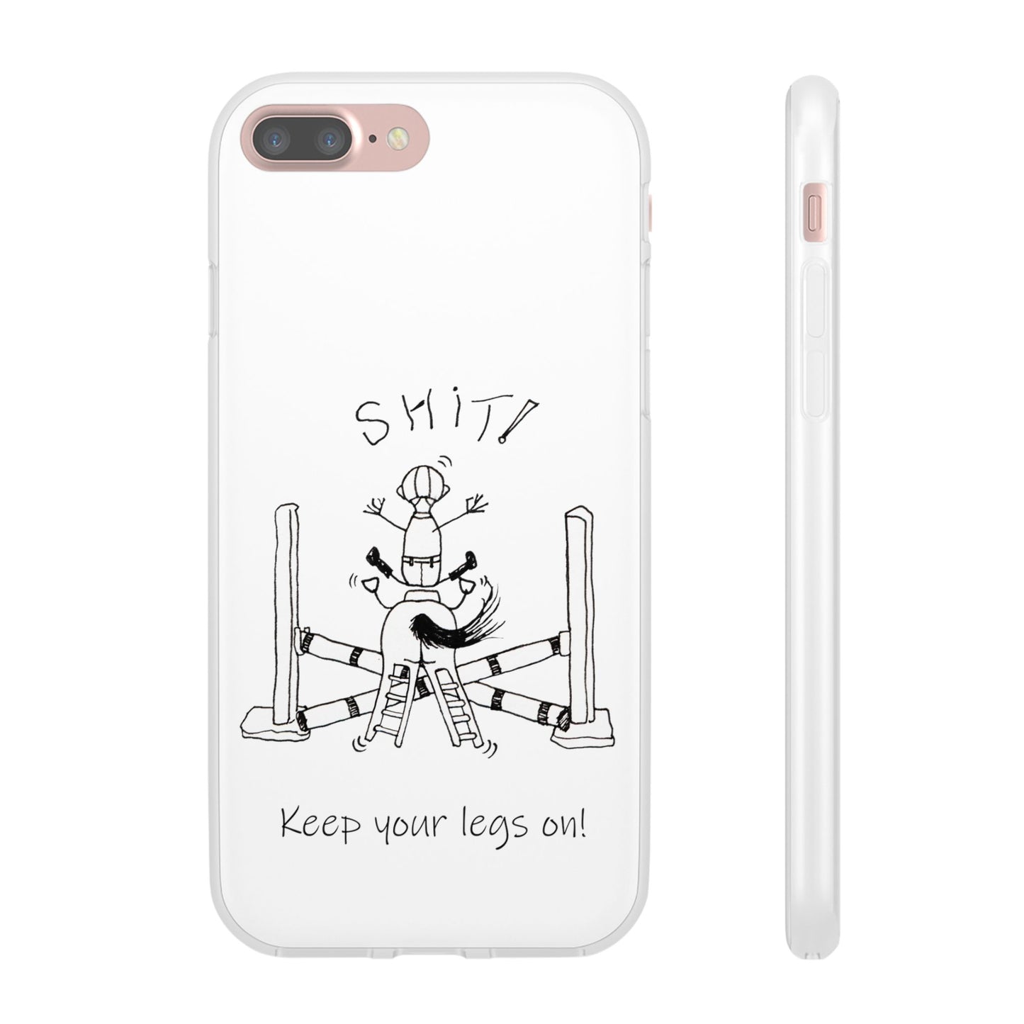 Equestrian Humor phone case - SHIT! "Keep your legs on!" Flexi Cases by artist Marie Frederique