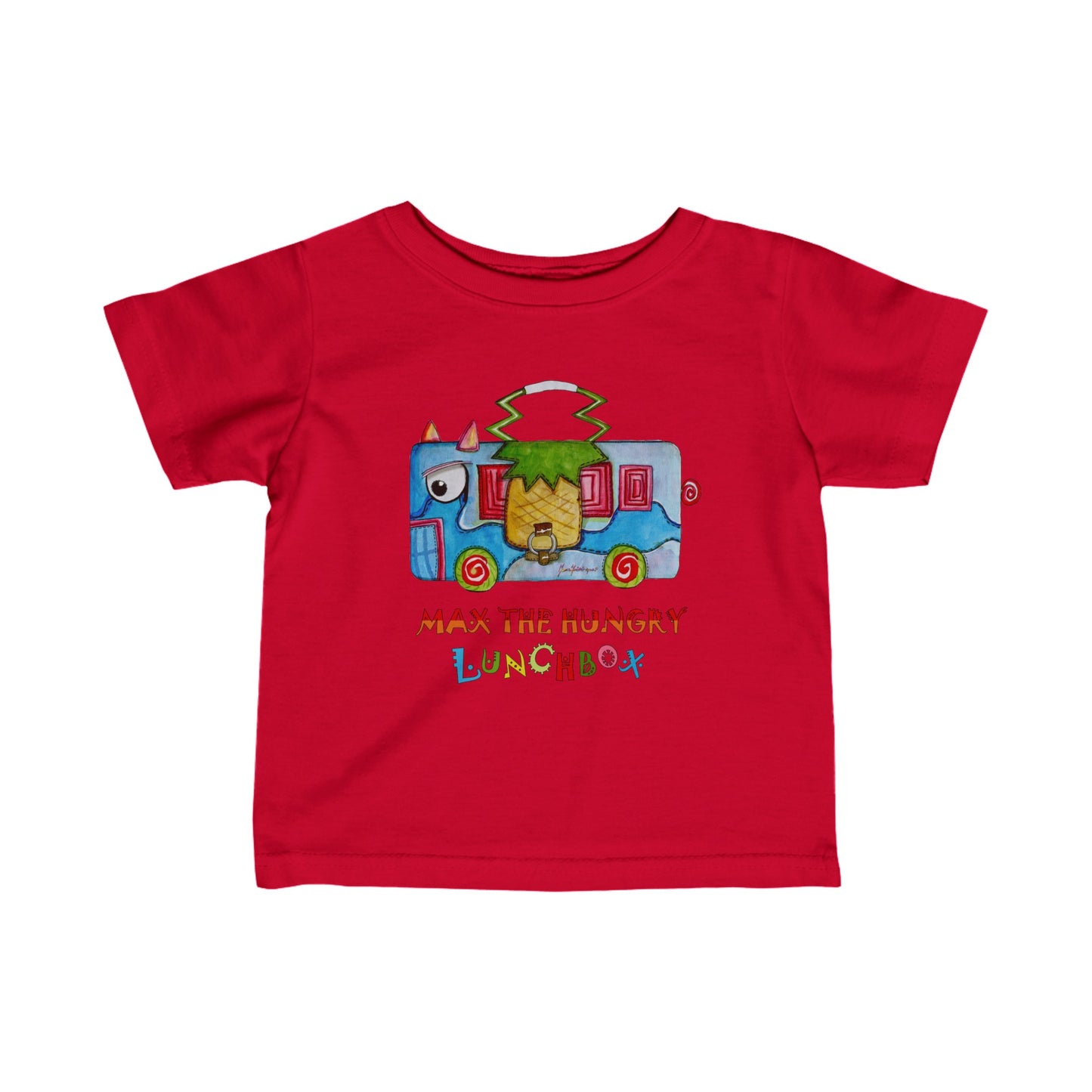 Max the Hungry Lunchbox - Infant Fine Jersey Tee in 4 colors By Artist Marie Frederique