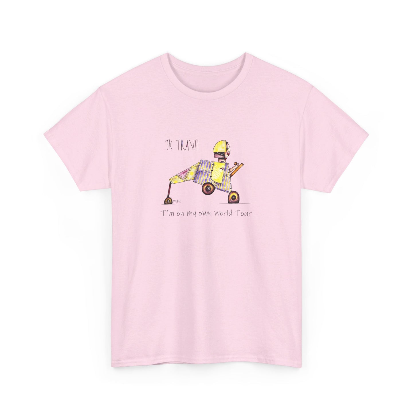 JK TRAVEL, I'm on my own World Tour! - Unisex Heavy Cotton Tee by Marie Frederique art in 6 colors (S - 5XL)