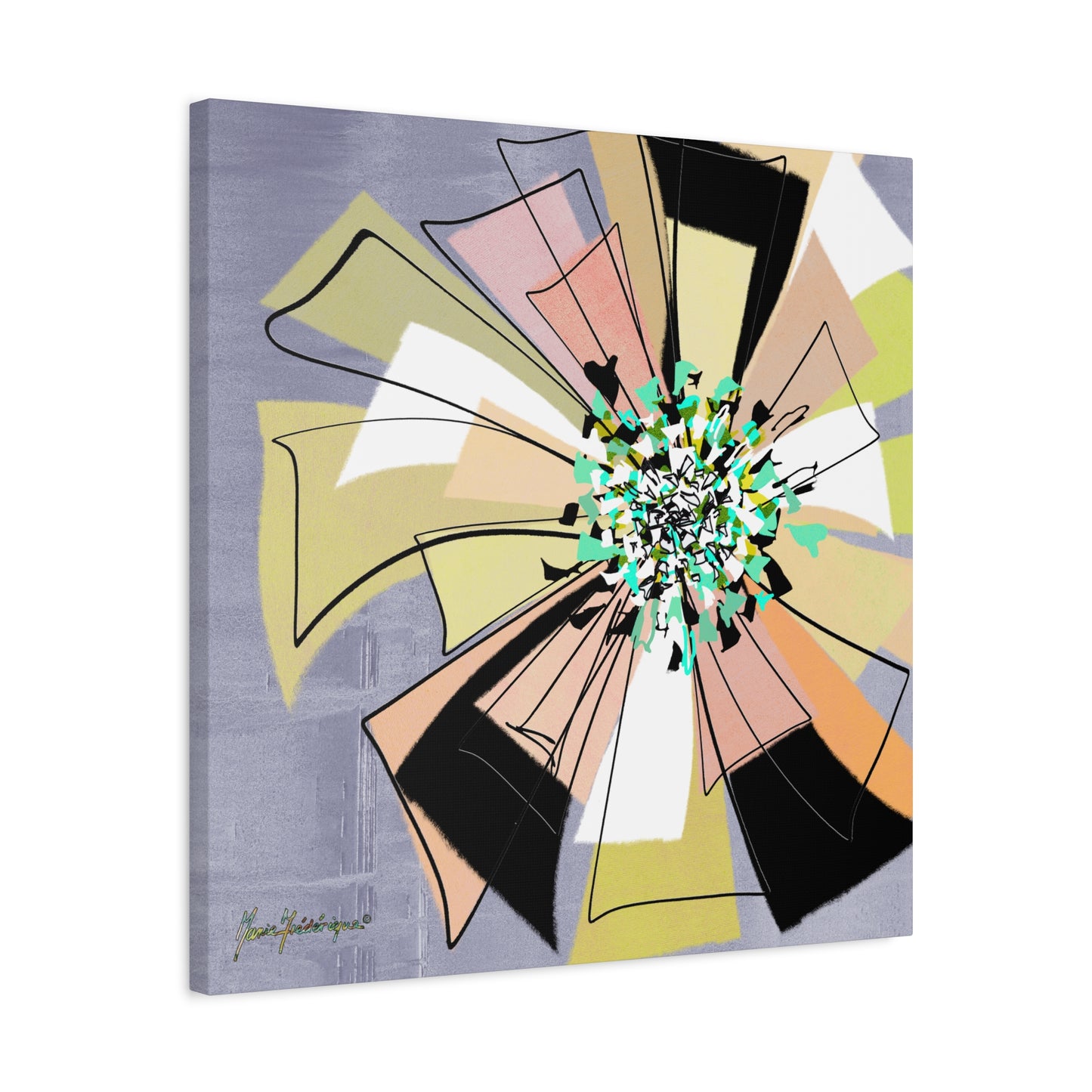 Abstract Floral Pinwheel Canvas Art Print by artist Marie Frederique