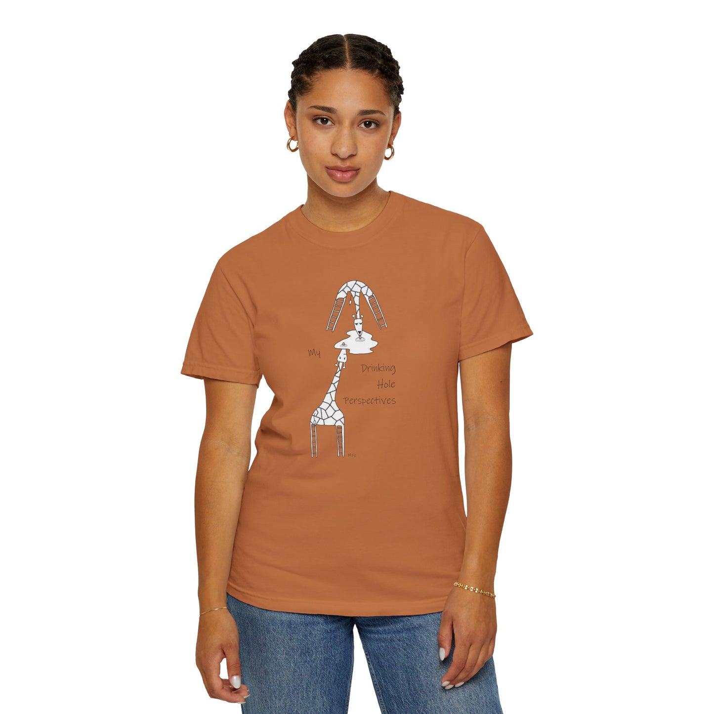 Giraffe T-shirt "My Drinking Hole Perspectives" - by artist Marie Frederique