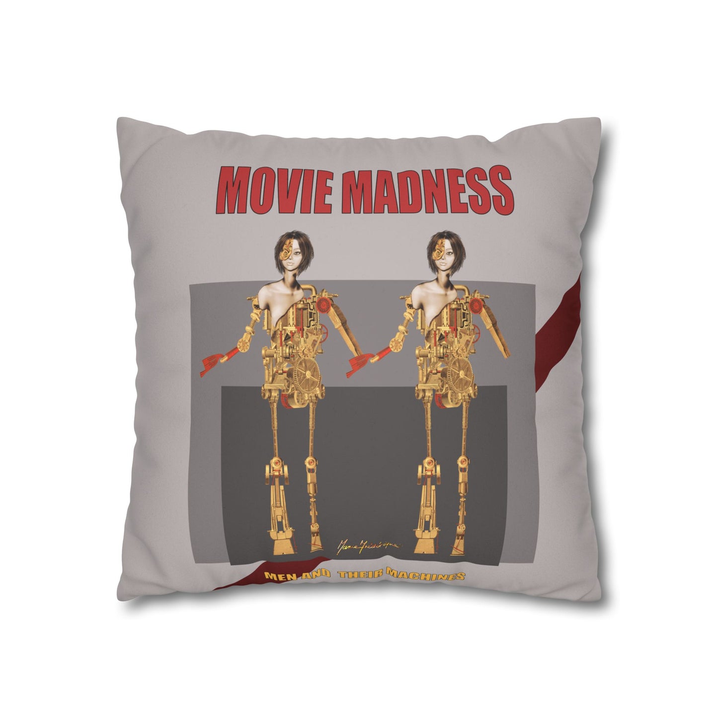 Movie Madness Faux Suede Square Pillowcase by artist Marie Frederique