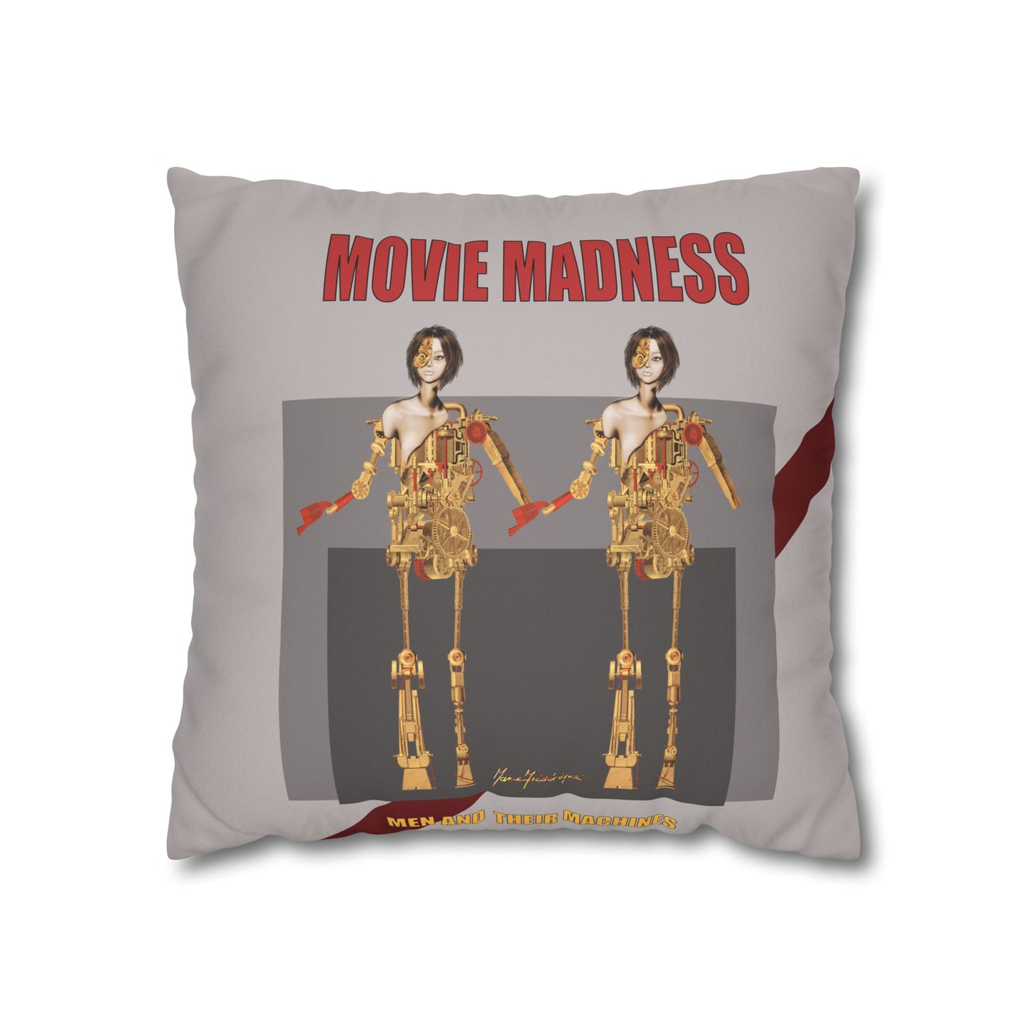 Movie Madness Faux Suede Square Pillowcase by artist Marie Frederique