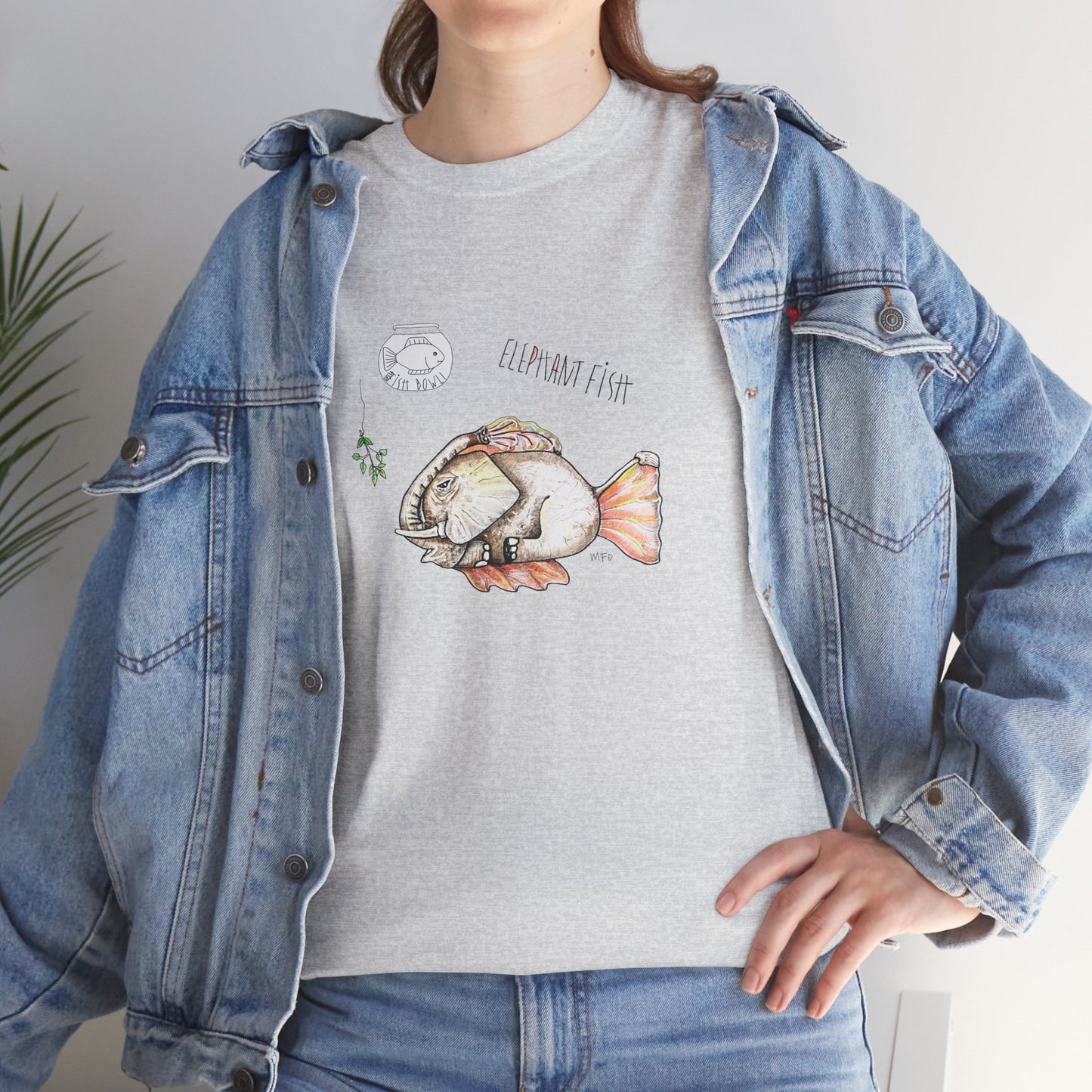 FISHBOWL Elephant Fish, - Unisex Heavy Cotton Tee by artist Marie Frederique