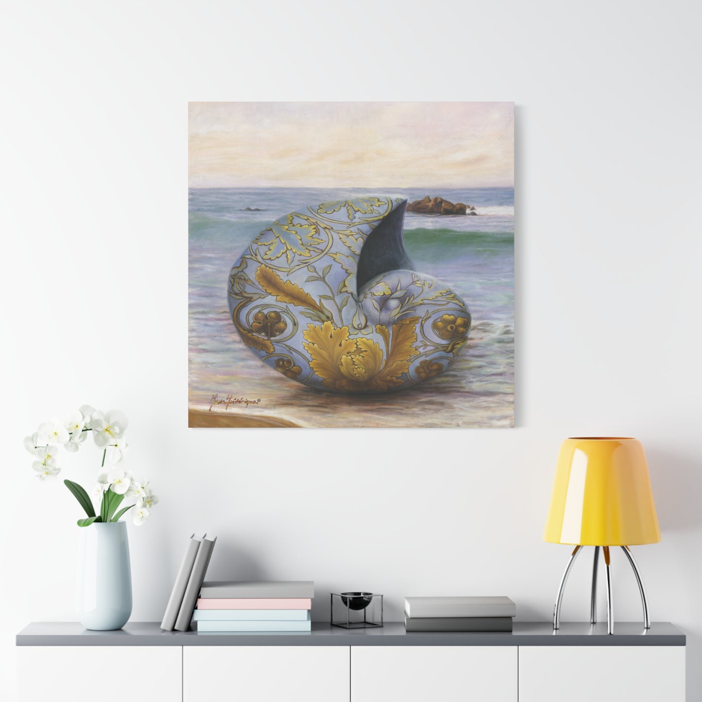 Ocean Tapestry II, Decorative Nautilus Canvas Wall Art – Ornate Shell Beach Print, Matte Stretched 1.25" by artist Marie Frederique