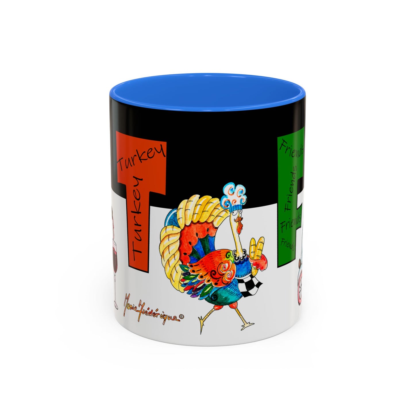 Colorful WTF Holiday Mugs by artist Marie Frederique