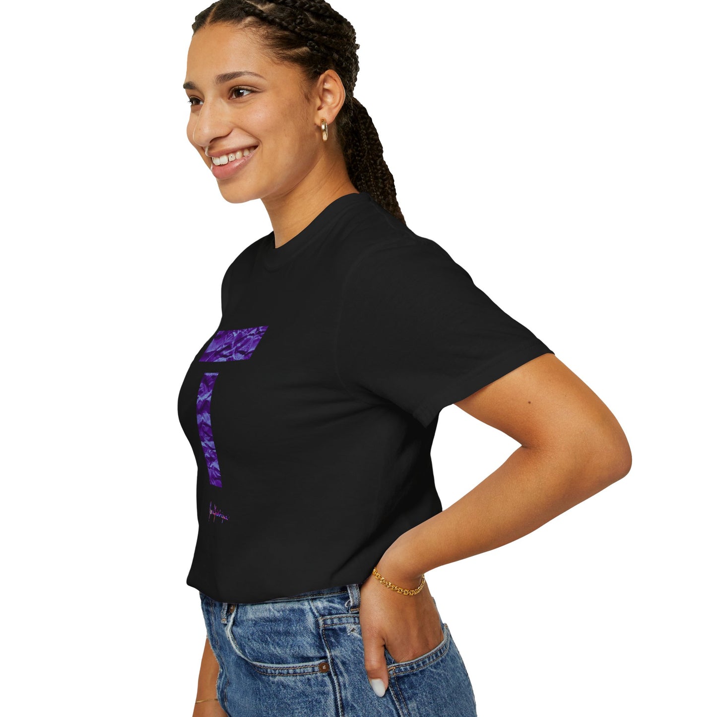 T symbol in violet, Star energy Unisex Garment-Dyed T-shirt by artist Marie Frederique