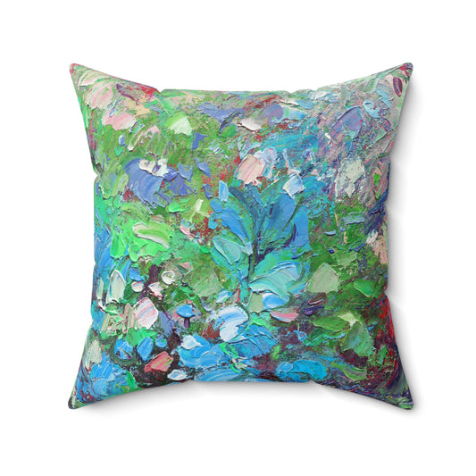Let's get super messy, Vibrant Floral Pillow by artist Marie Frederique