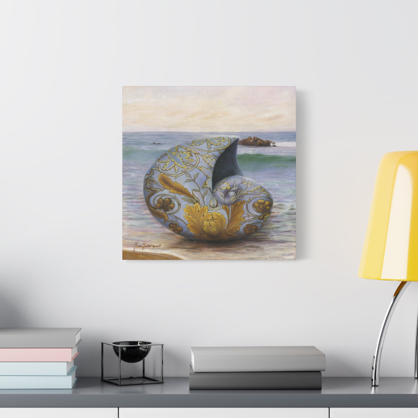 Ocean Tapestry II, Decorative Nautilus Canvas Wall Art – Ornate Shell Beach Print, Matte Stretched 1.25" by artist Marie Frederique