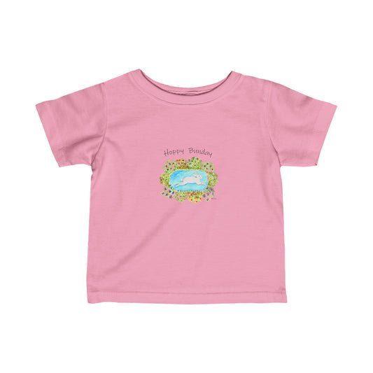 Bunny Lovers - Hoppy Bunday, Rabbit in a garden - Infant Fine Jersey Tee by artist Marie Frederique