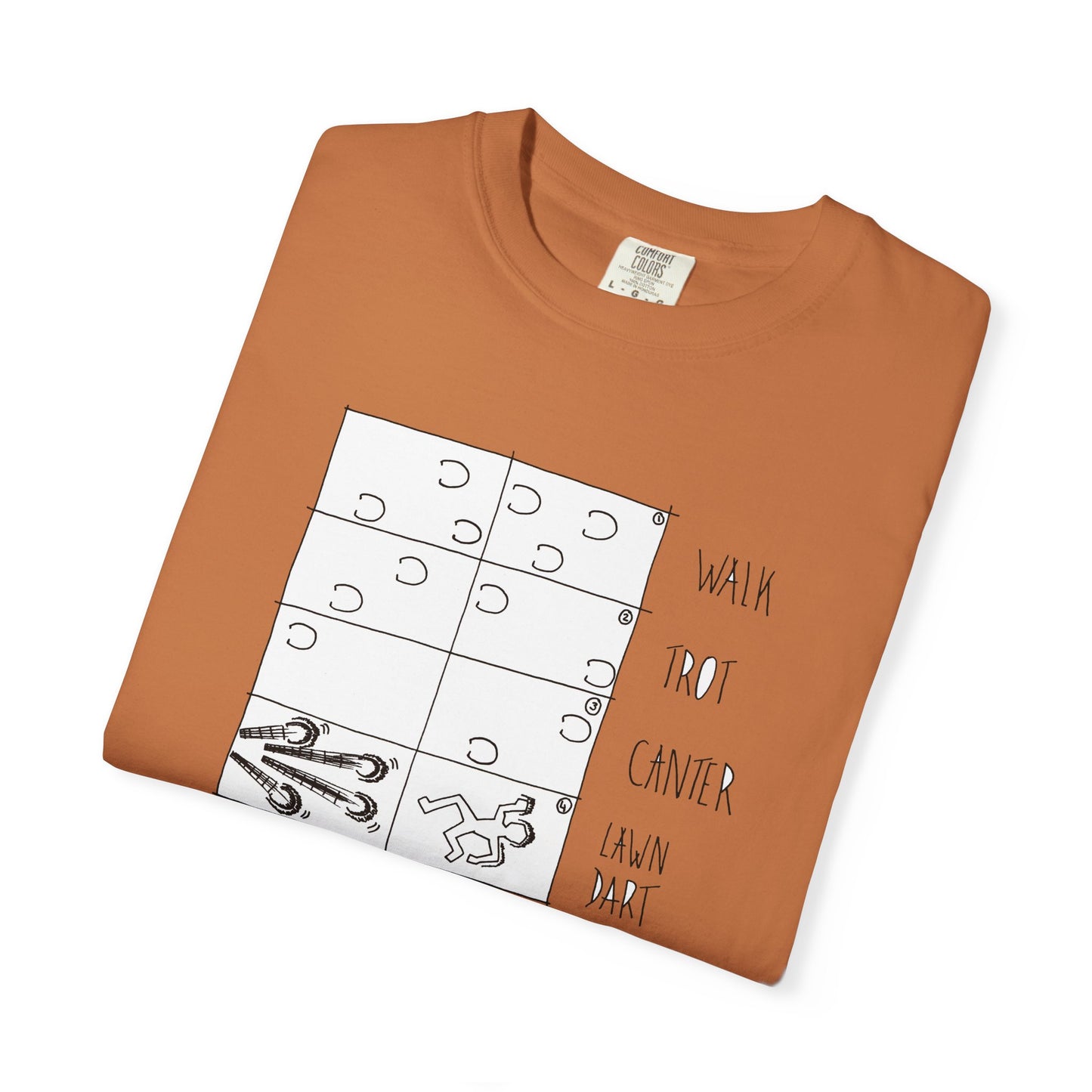Equestrian Lawndart, Gaits Humor - Unisex Garment-Dyed T-shirt by artist Marie Frederique
