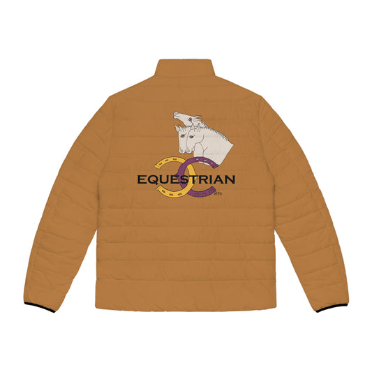 Equestrian Men's Tan Puffer Jacket by artist Marie Frederique