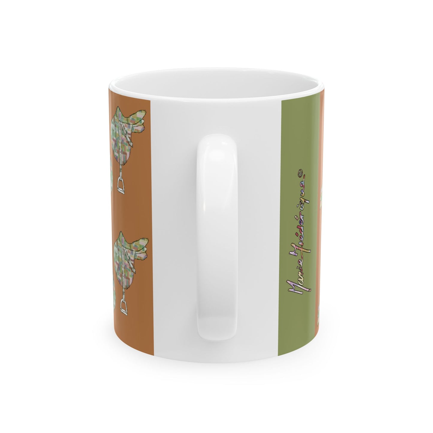 Equestrian Saddle pattern Ceramic Mug (11oz/15oz) by artist Marie Frederique