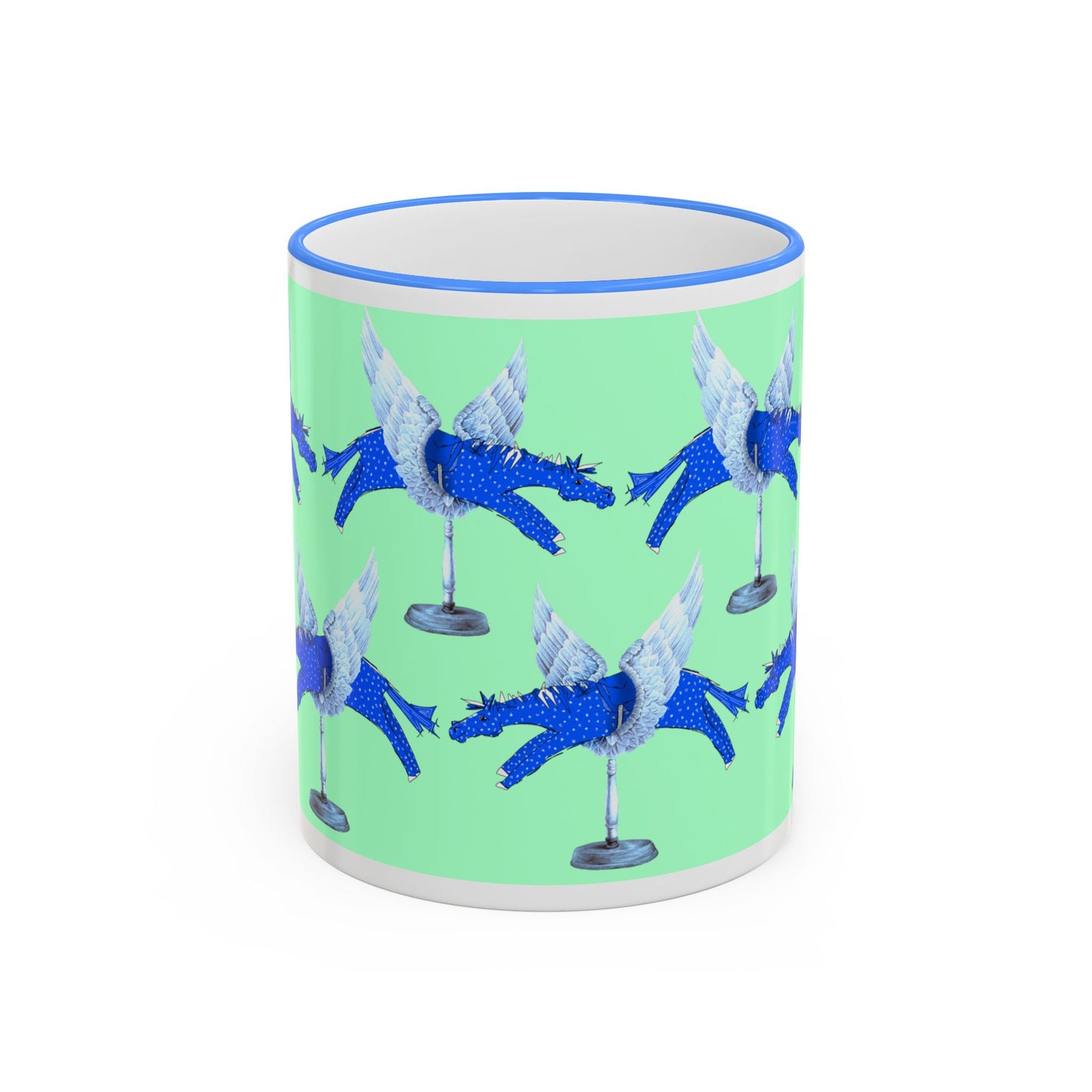 Blue Winged Horse Accent Mug (11oz & 15oz) by artist Marie Frederique