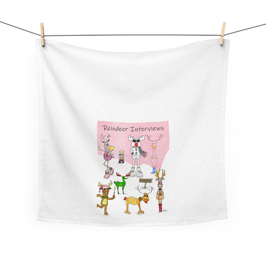Christmas Reindeer Interview Tea/Kitchen Towel by artist Marie Frederique