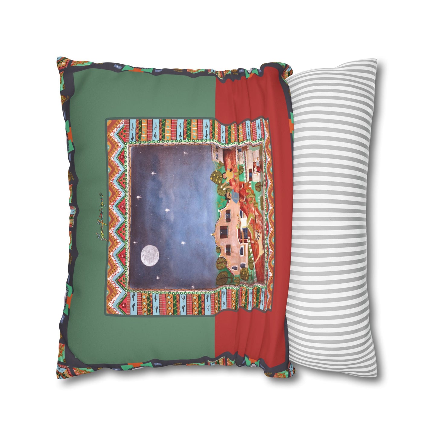 Fiesta Nightscape Faux Suede Pillowcase by artist Marie Frederique