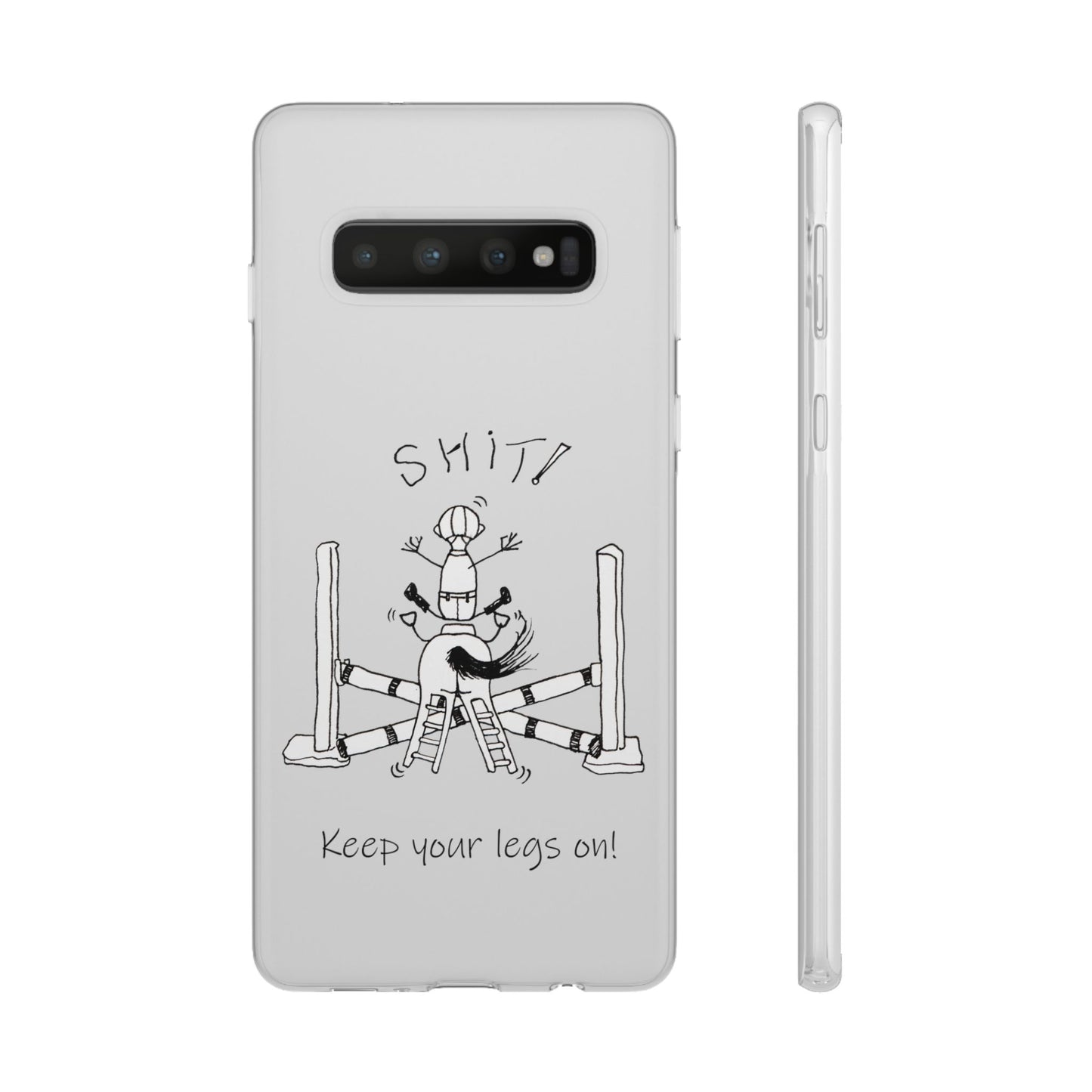 Equestrian Humor phone case - SHIT! "Keep your legs on!" Flexi Cases by artist Marie Frederique