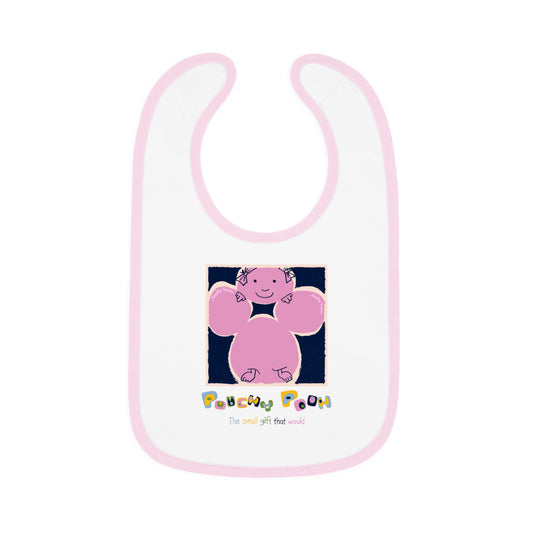 Pouchy Pooh - Baby Contrast Trim Jersey Bib in blue or pink