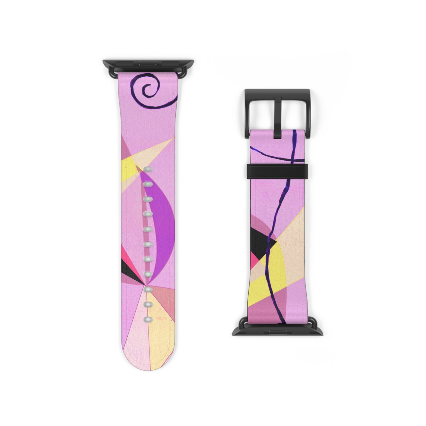 Abstract Series, Fun Lilac and Yellow tone faux leather Watch Band by artist Marie Frederique