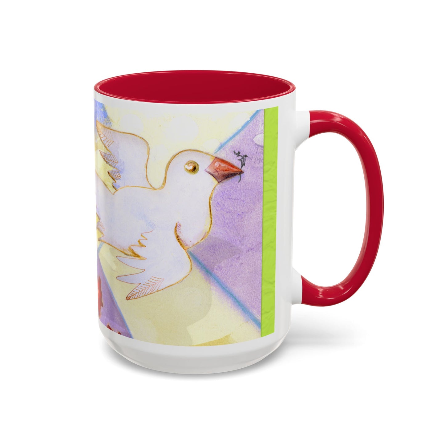 Colorful Dove, Peace offering - Colorful Mug by artist Marie Frederique