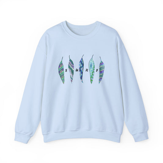 SURF painted leaves - Unisex Heavy Blend™ Crewneck Sweatshirt by artist Marie Frederique