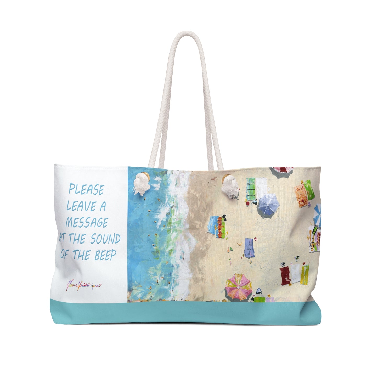 Aerial beach view Weekender Bag by Artist Marie Frederique