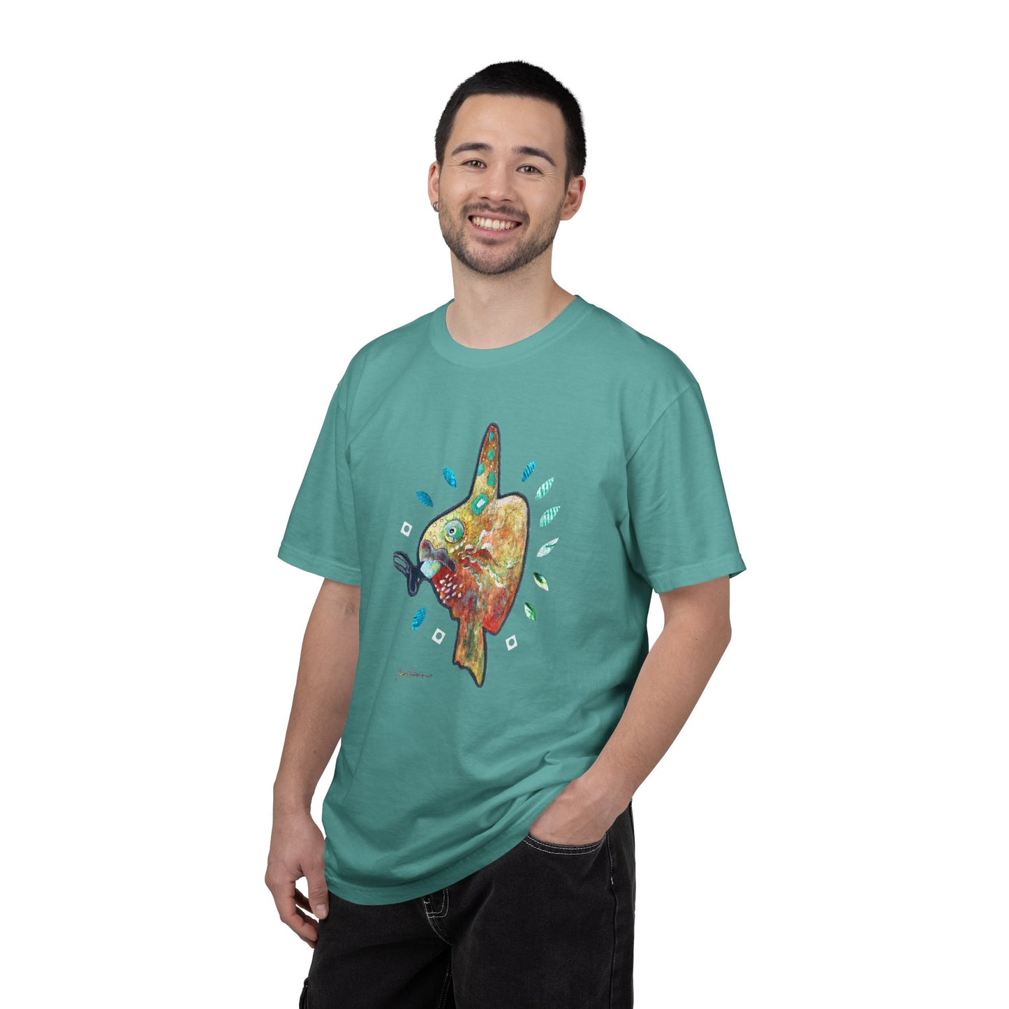 Fun Sunfish T-Shirt — Watercolor Sea Creature Tee by artist Marie Frederique