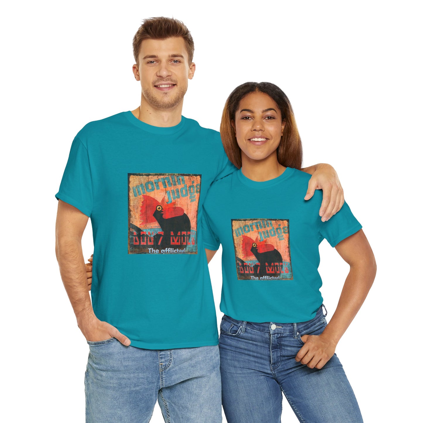 Retro Cockerel Good morning, Graphic Unisex Tee - by artist Marie Frederique