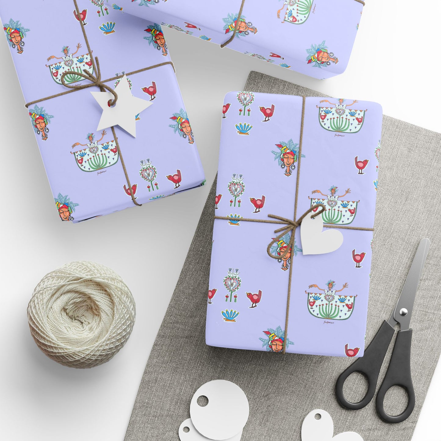 Lavender Tropical Dancer Wrapping Paper — Gift Wrap for Birthdays & Playful Occasions by artist Marie Frederique