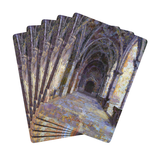 Monastery Impressionism, Artistic Playing Cards - Elegant, Unique playing cards by artist Marie Frederique