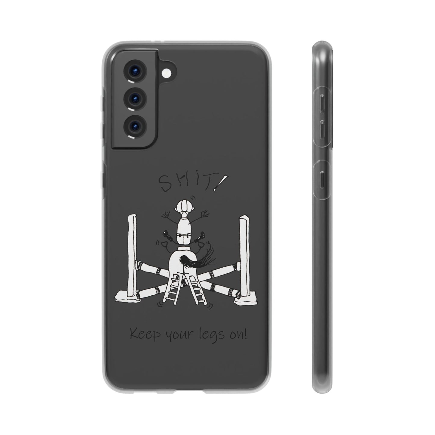 Equestrian Humor phone case - SHIT! "Keep your legs on!" Flexi Cases by artist Marie Frederique