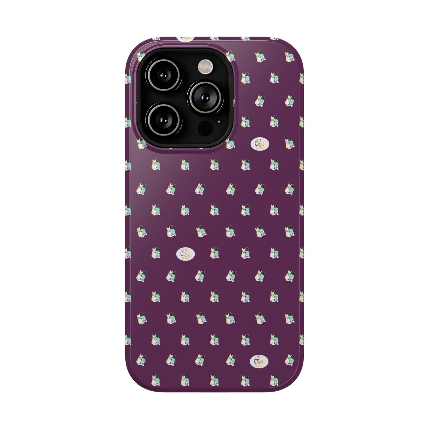 CTS Purple - repeat pattern boy and dog, Impact-Resistant Phone Cases by artist Marie Frederique