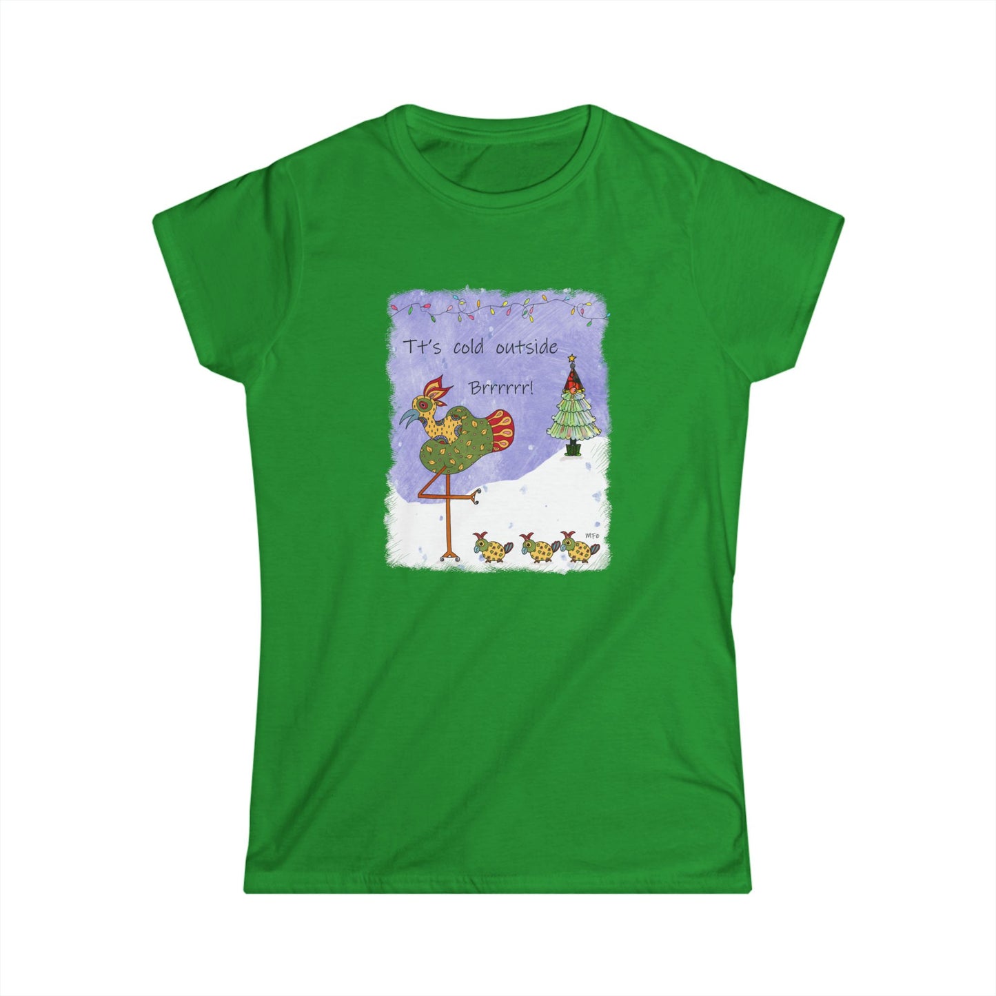 It's Cold Outside Brrrr! Winter Holiday Birdie Shirt by artist Marie Frederique