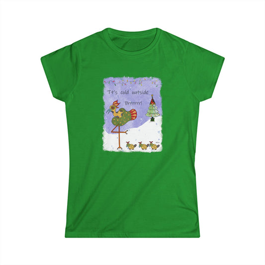 It's Cold Outside Brrrr! Winter Holiday Birdie Shirt by artist Marie Frederique