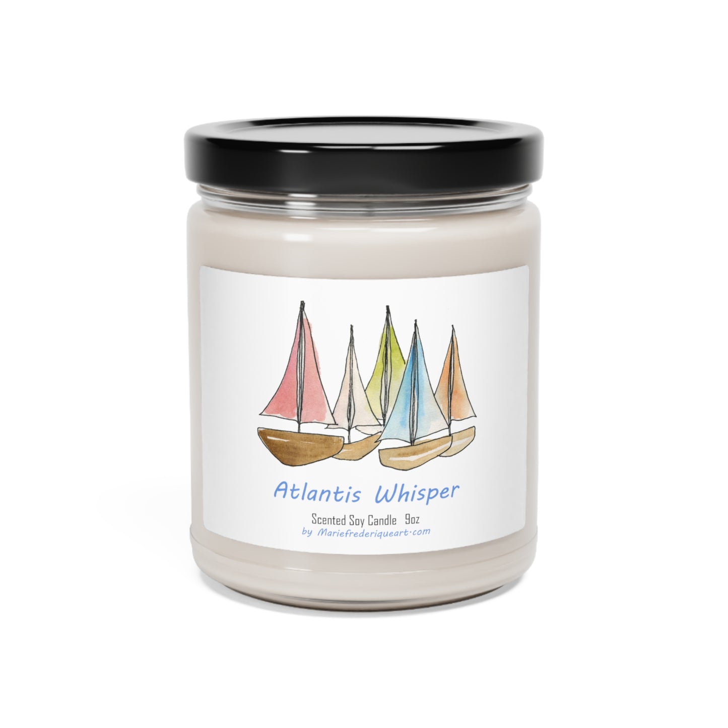 Candle Linen Collection, "Atlantis Whisper", Scented Soy Candle, 9oz by artist Marie Frederique