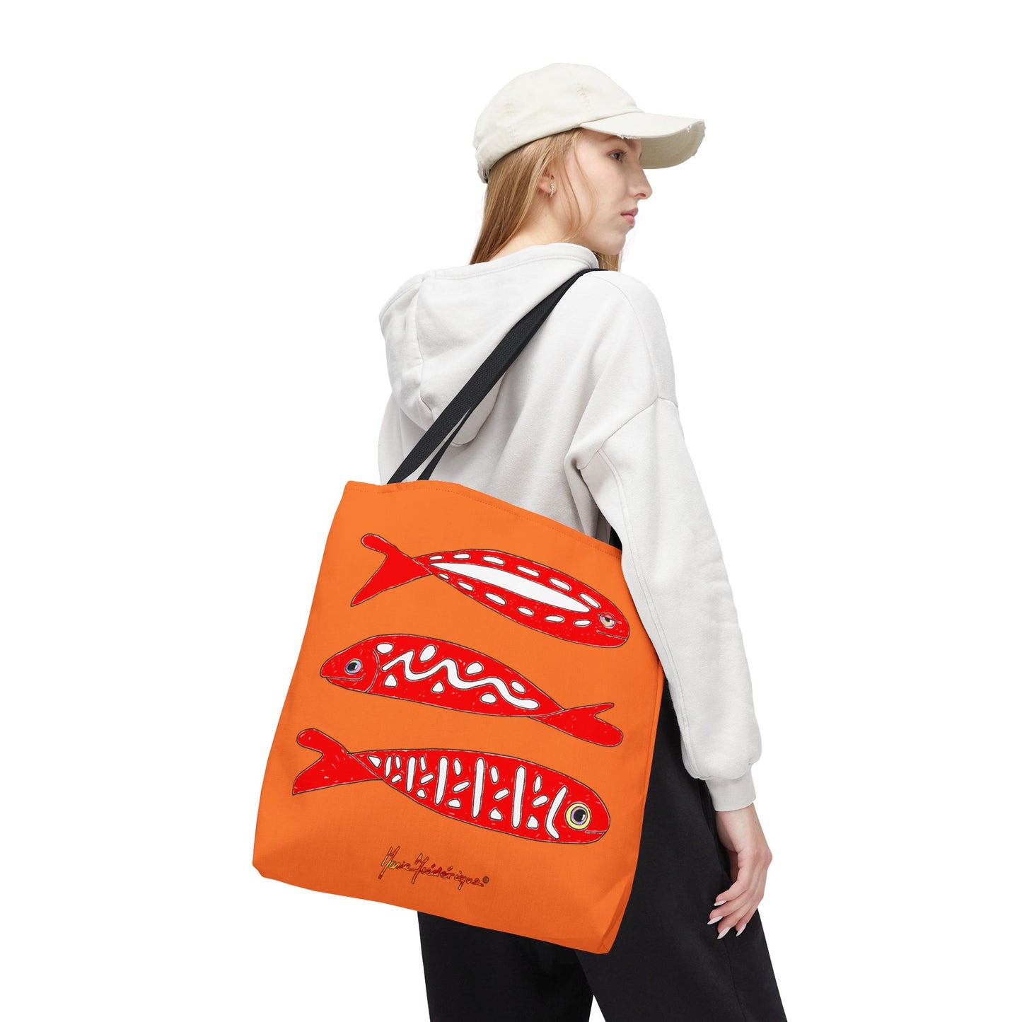 Fish Pattern, colorful Tote Bag by artist Marie Frederique