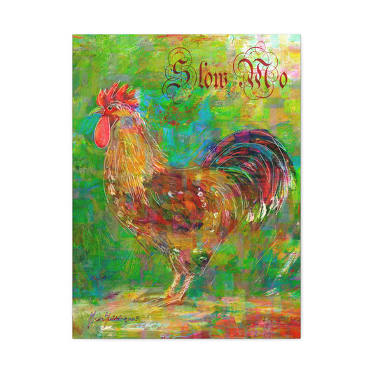 Vibrant Rooster, SLOW MO Canvas Art by artist Marie Frederique