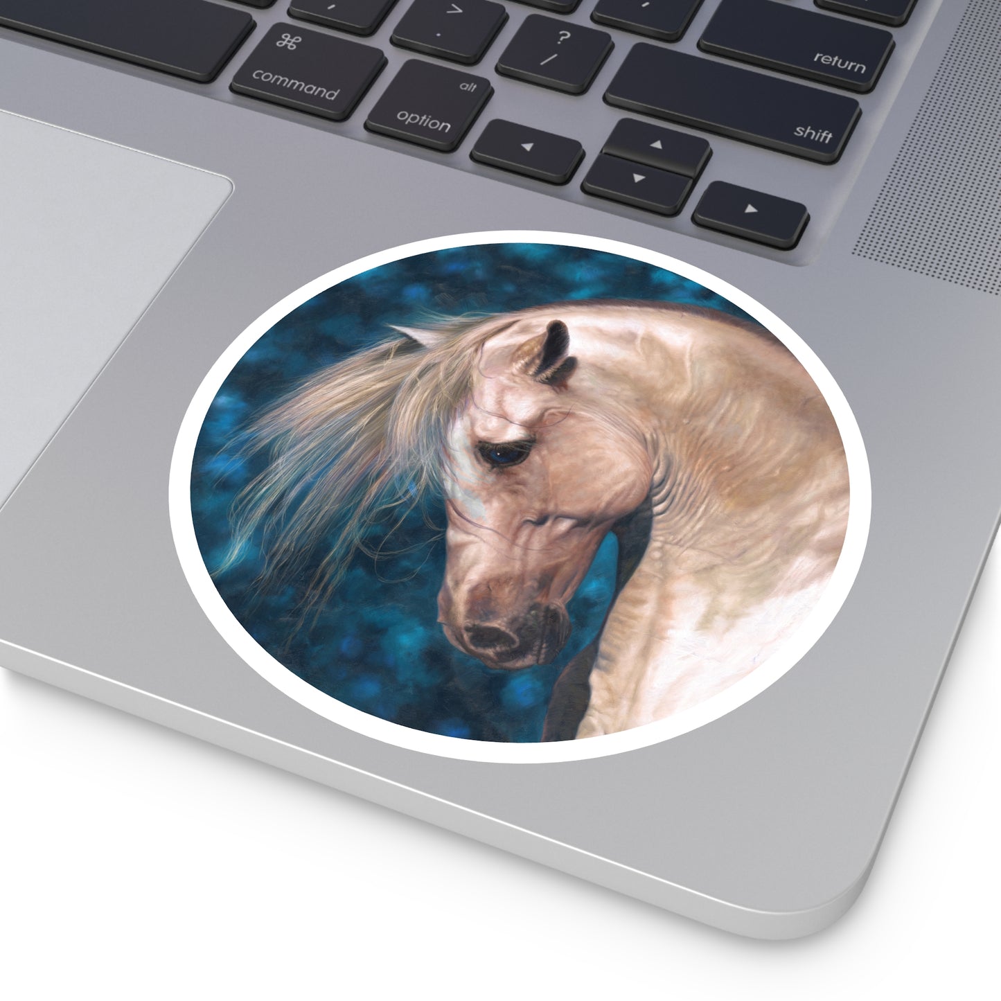 CTS Collection - Blonde and blue Horse round sticker in 5 sizes