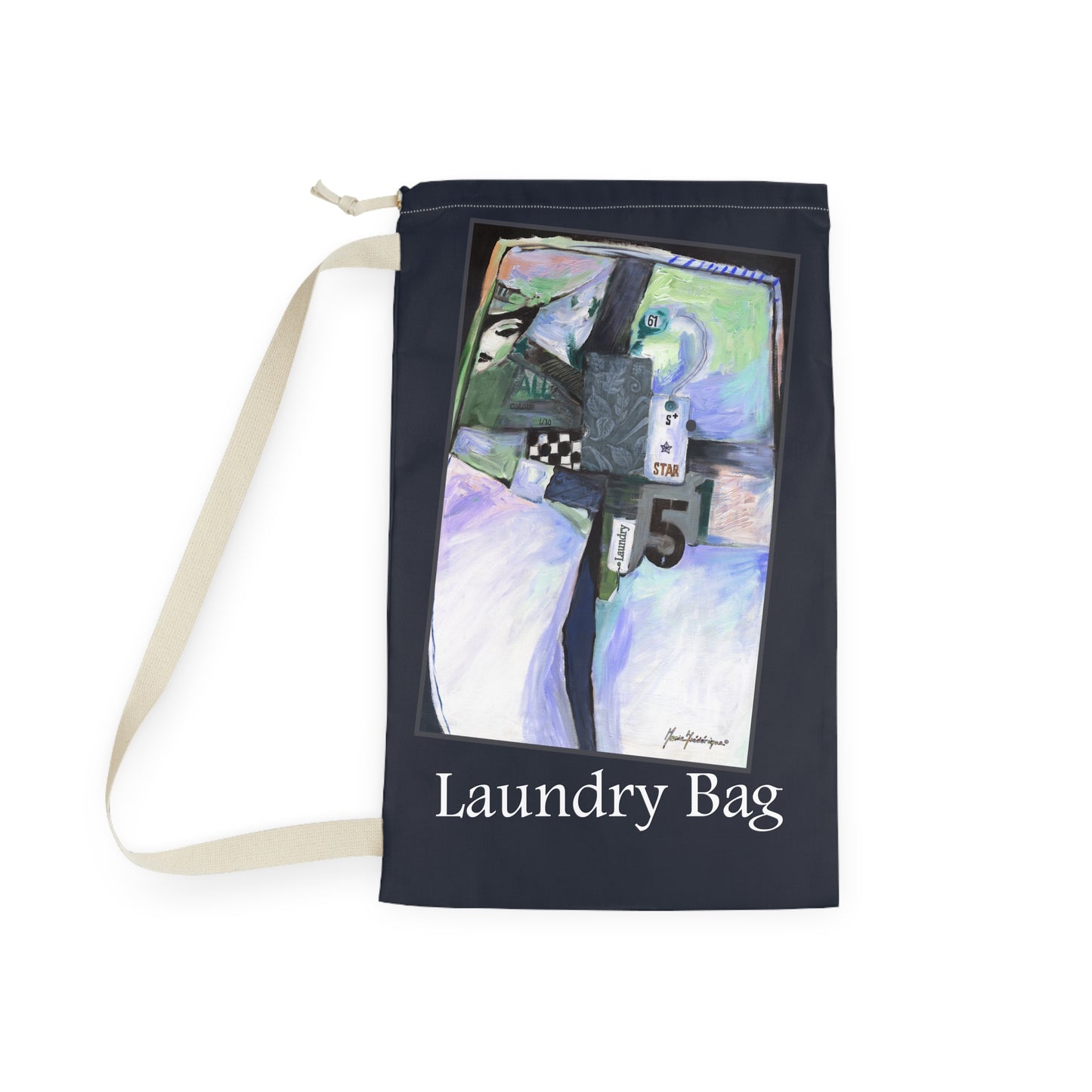 Abstract Art Canvas Laundry Bag — Drawstring Laundry Sack by artist Marie Frederique