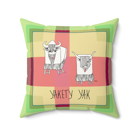 Whimsical Yak Decor Pillow - Faux Suede Square Cushion for Cozy Spaces by artist Marie Frederique