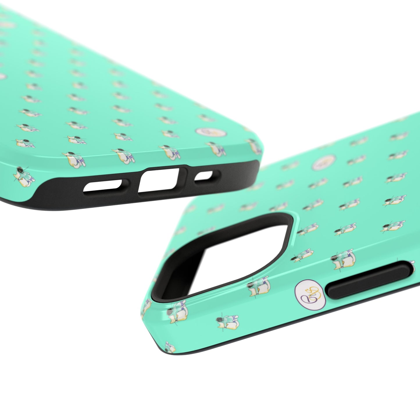 CTS Aqua - repeat pattern boy and dog, Impact-Resistant Phone Cases by artist Marie Frederique