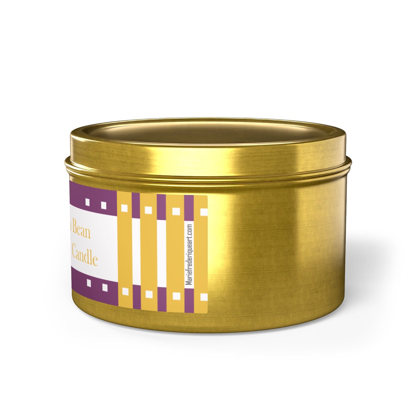 CTS #11 Candle Collection "Vanilla Bean" Scented Coconut Soy Wax Candle in a metal tin. 4 oz or 8 oz, 3 tin colors silver, black or gold