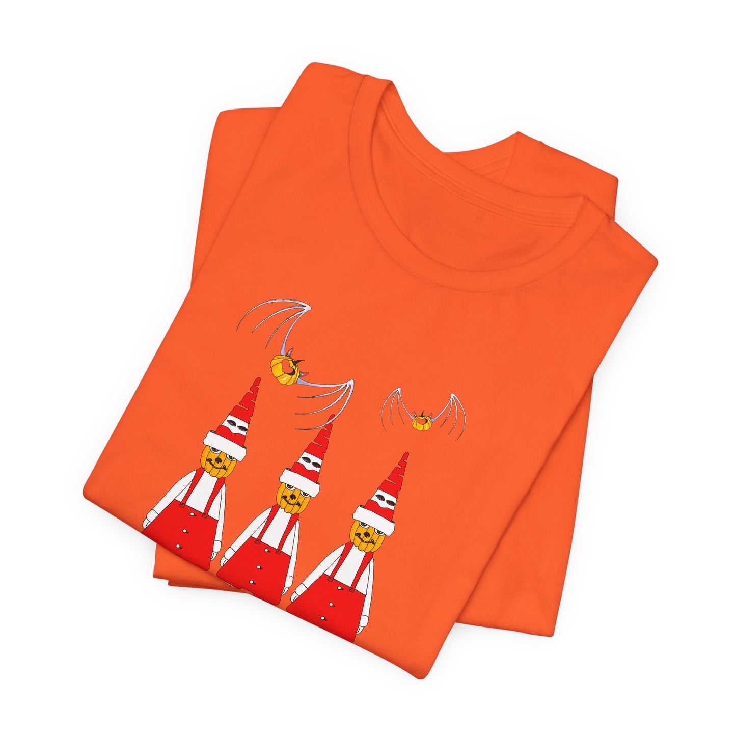 Holiday Pumpkin Santas - Unisex Short Sleeve Tee by artist Marie Frederique