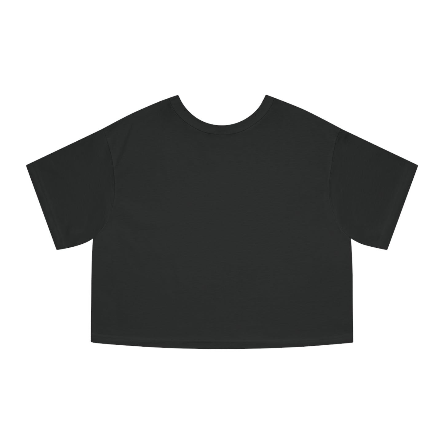 Everything you need is downstream, white letters on black- 100% Cotton Cropped T-Shirt by Artist Marie Frederique