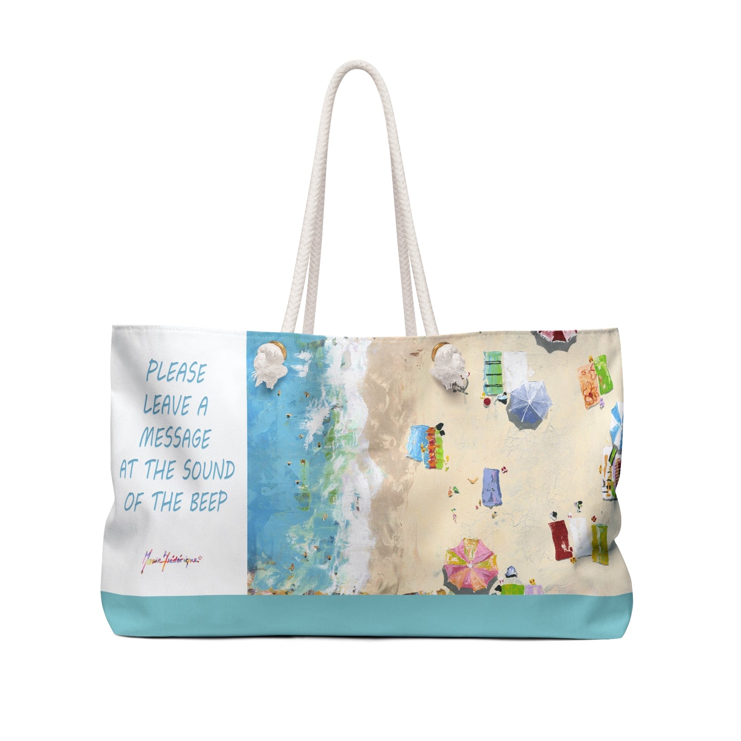 Aerial beach view Weekender Bag by Artist Marie Frederique