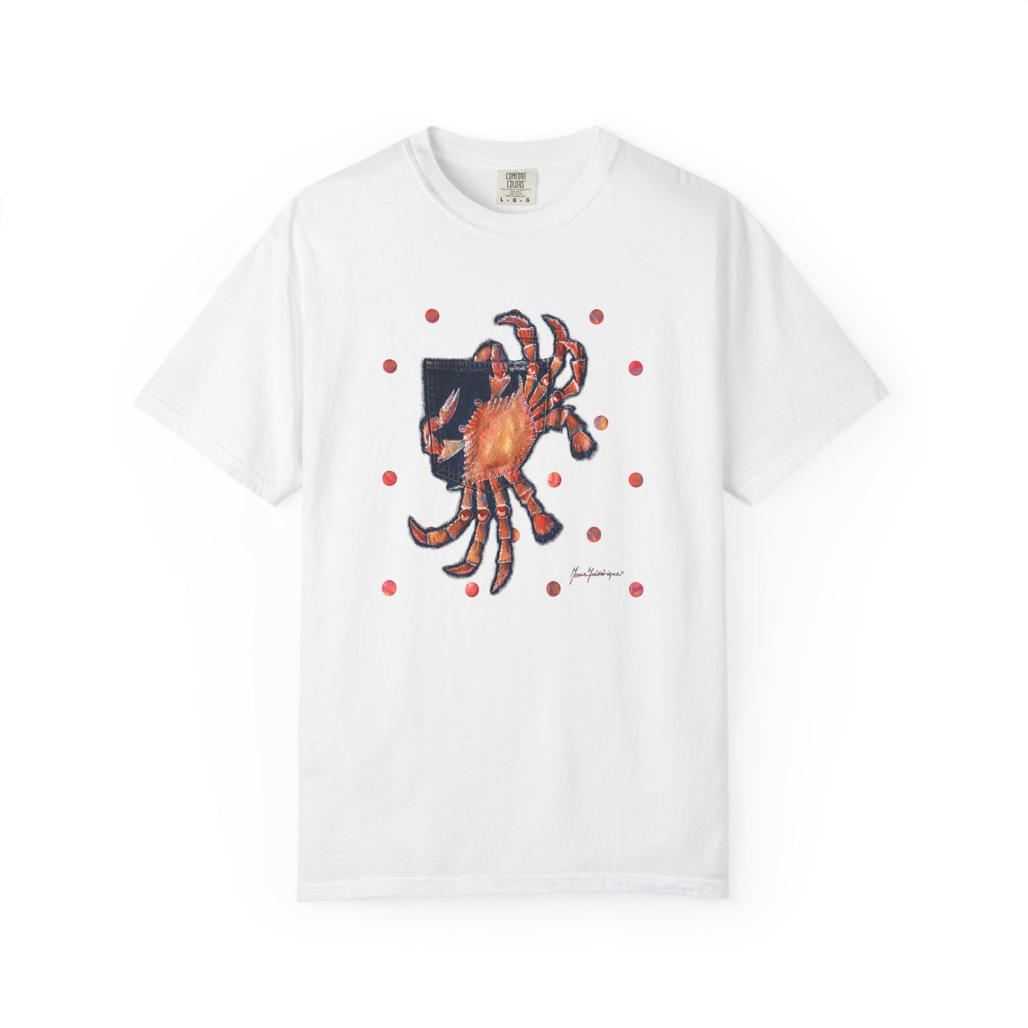 Crab Graphic T-Shirt — Retro Coastal Art by artist Marie Frederique