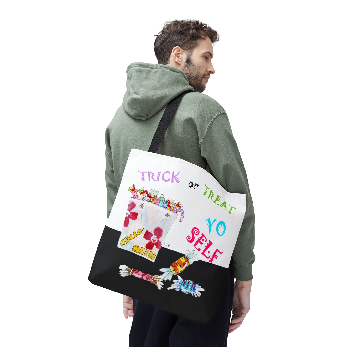 Halloween "Trick or Treat Yo Self" - Tote Bag by artist Marie Frederique